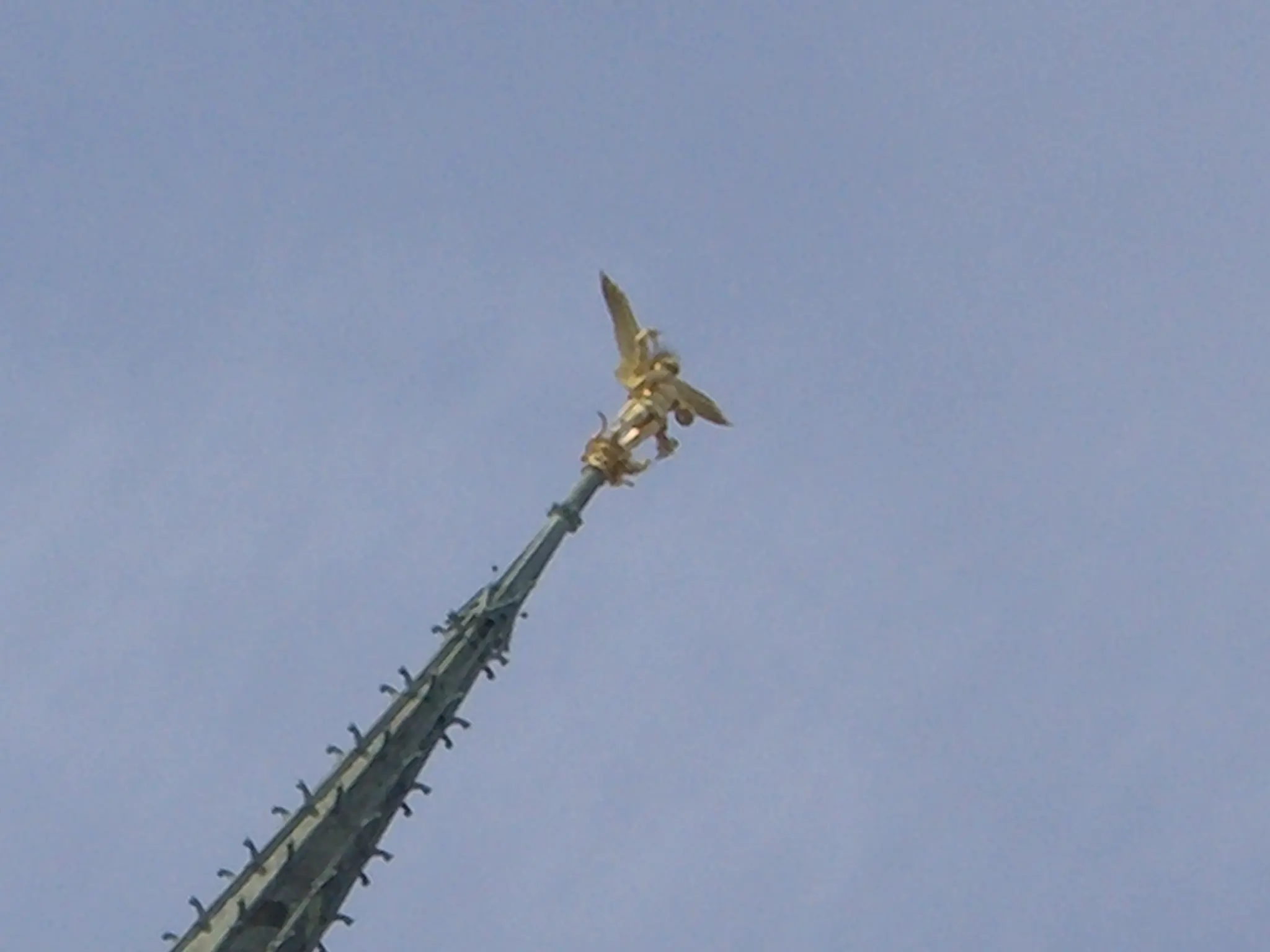 2006 Jun - The gilded statue of the Archangel Michael atop the spire of the Mont-Saint-Michel Abbey - Normandy